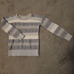 Gap Kids Girls Gray Striped Sparkle Sweater Size Small (6/7) Mixed Media Knit